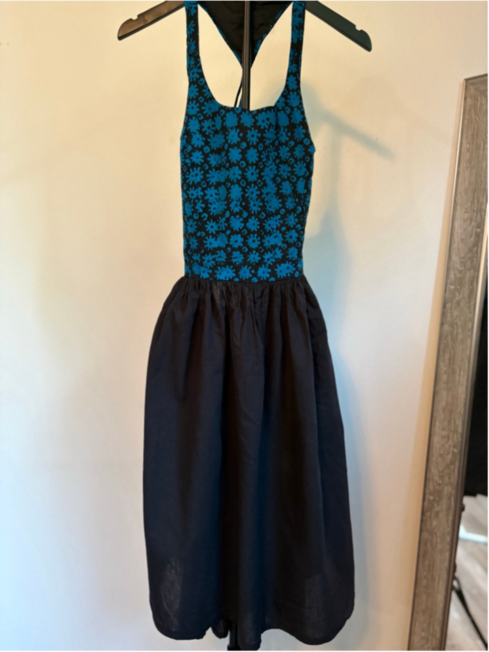 Kihaga Zanzibar Open Back Colorblock Dirndl Midi Dress Floral Fit & Flare XS